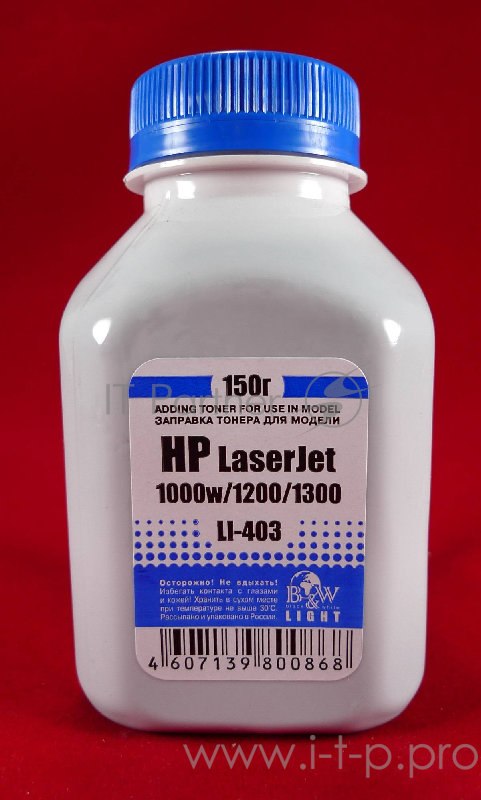 Тонер HP LJ 1200/1300/1000W, Canon LBP3200 (фл. 150г) B&W Light фас. Россия