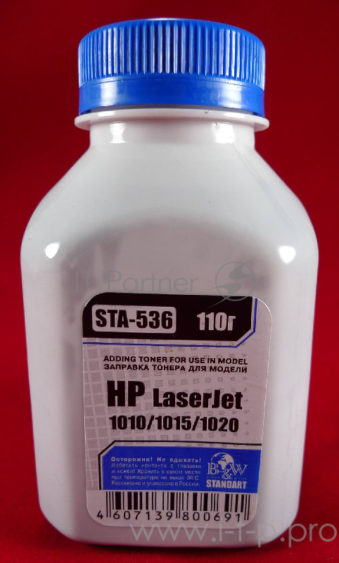 Тонер HP LJ 1010/1012/1015/1018/1020, Canon LBP2900 (фл. 110г) B&W Standart фас. Россия