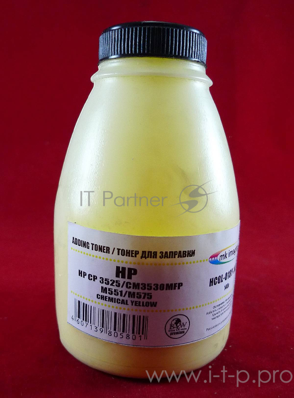 Тонер HP CP 3525/CM3530MFP/M551/M575 Yellow, химический (фл. 140г) B&W Premium (Mitsubishi) фас. Рос