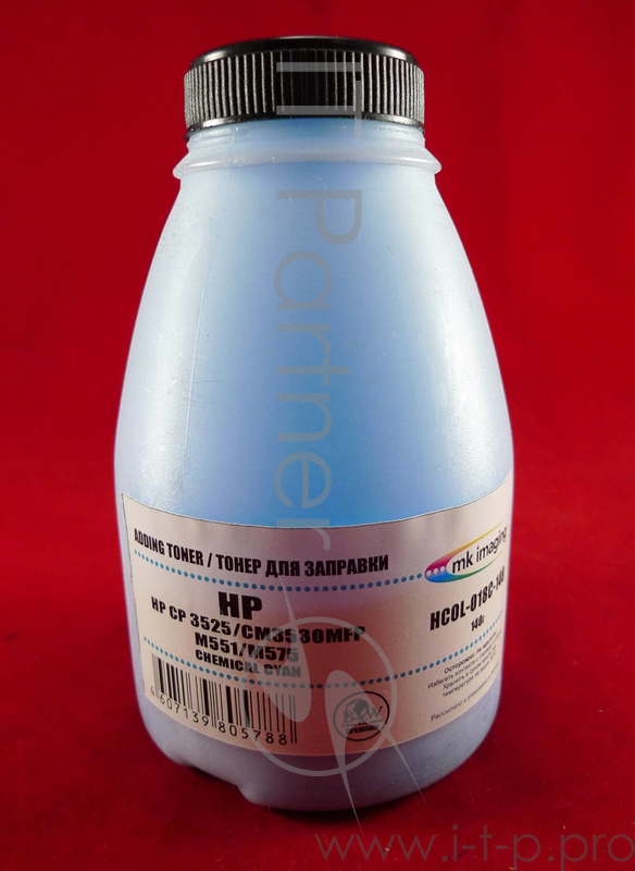 Тонер HP CP 3525/CM3530MFP/M551/M575 Cyan, химический (фл. 140г) B&W Premium (Mitsubishi) фас. Росси
