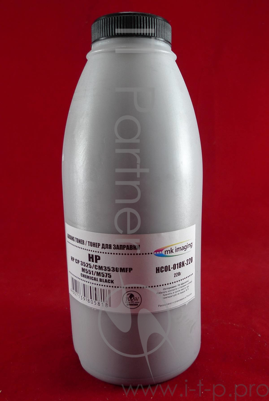 Тонер HP CP 3525/CM3530MFP/M551/M575 Black, химический (фл. 220г) B&W Premium (Mitsubishi) фас. Росс