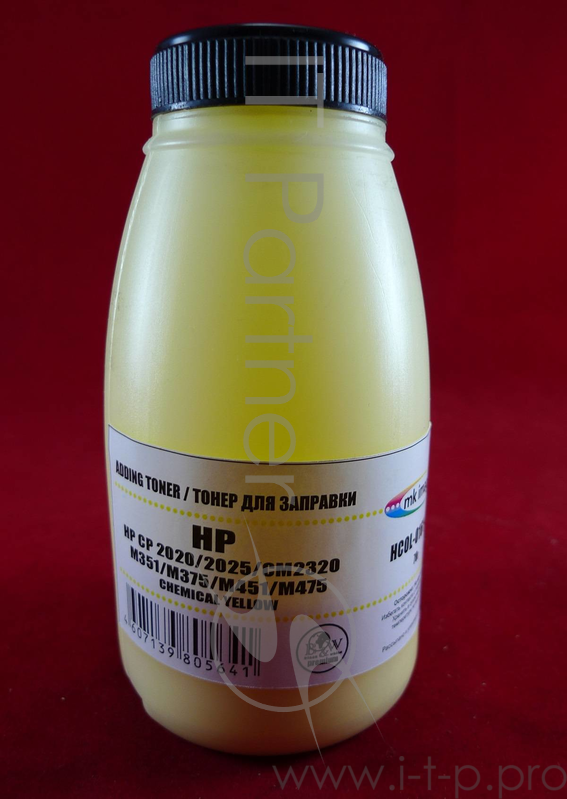 Тонер HP CP 2020/2025/CM2320/M351/M375/M45 Yellow, химический (фл. 70г) B&W Premium (Mitsubishi) фас. России