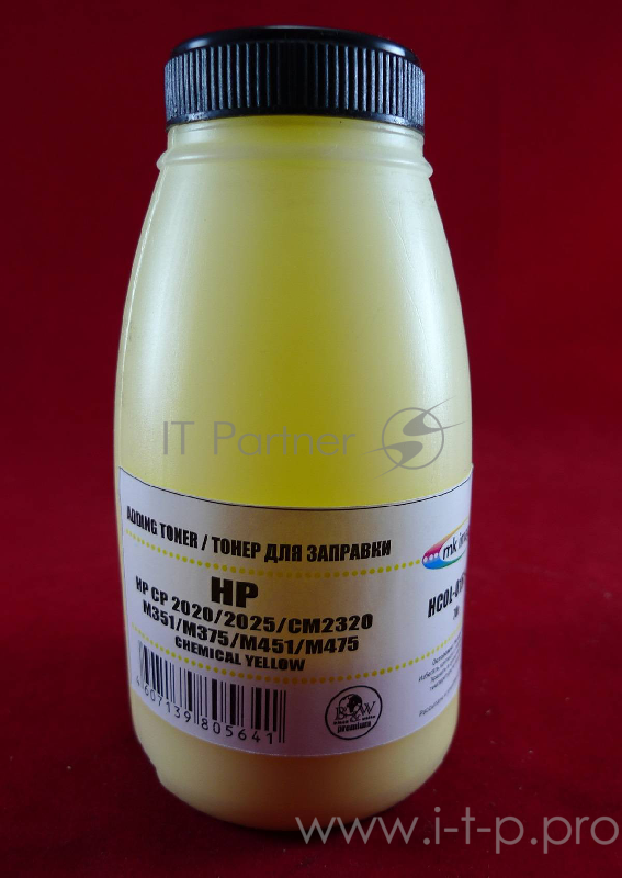 Тонер HP CP 2020/2025/CM2320/M351/M375/M45 Yellow, химический (фл. 70г) B&W Premium (Mitsubishi) фас. России