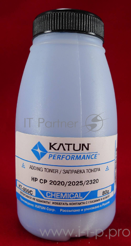 Тонер HP CP2020/2025/CM2320 Cyan, химический (фл.80г.) Katun фас. России