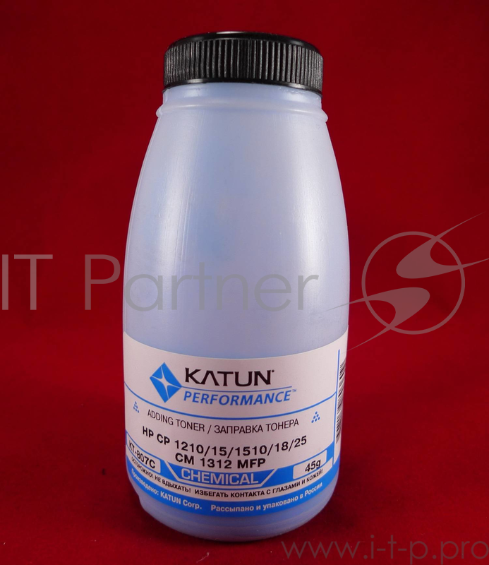 Тонер HP CP 1210/15/1510/18/25/CM 1312 MFP Cyan, химический (фл.45г.) Katun фас. Россия