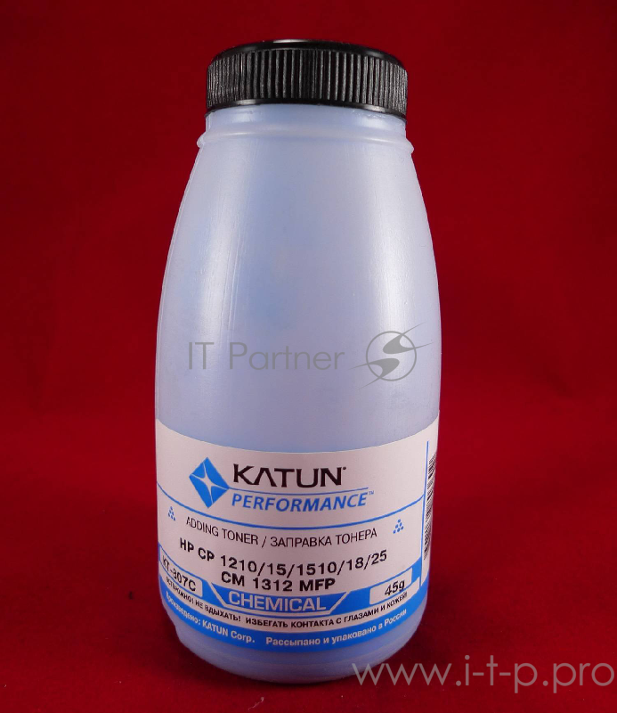 Тонер HP CP 1210/15/1510/18/25/CM 1312 MFP Cyan, химический (фл.45г.) Katun фас. Россия