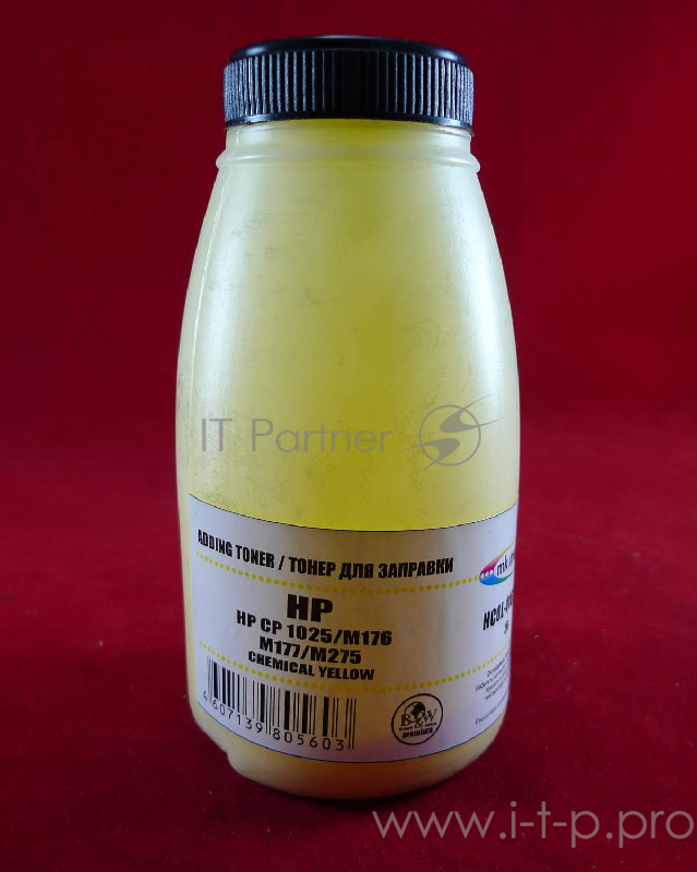Тонер HP CP 1025/M176//M177/M275 Yellow, химический (фл. 26г) B&W Premium (Mitsubishi) фас. России