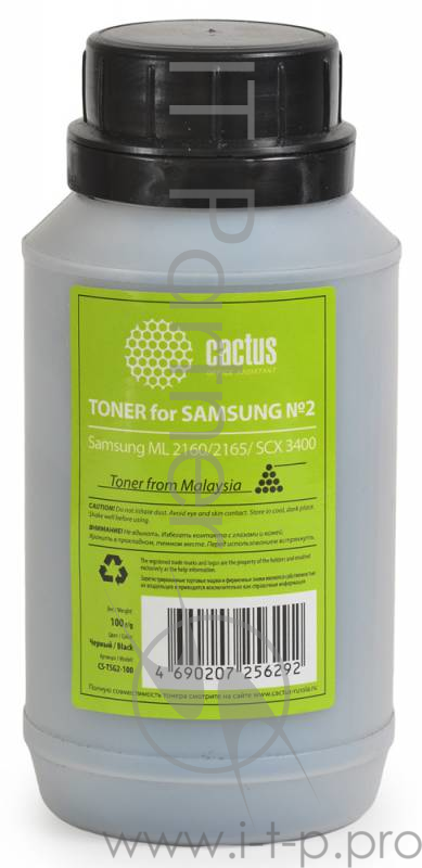 Тонер Cactus CS-TSG2-100 черный флакон 100гр. для принтера Samsung ML 2160/2165/ SCX 3400