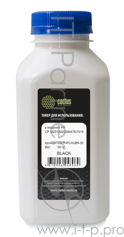 Тонер Cactus CS-THPCHUBK-55 черный флакон 55гр. для принтера HP CP M251/M252/M476/1515