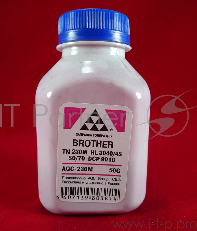 Тонер Brother TN 230M HL 3040/45/50/70/DCP 9010 magenta (фл. 50г) AQC фас. Россия