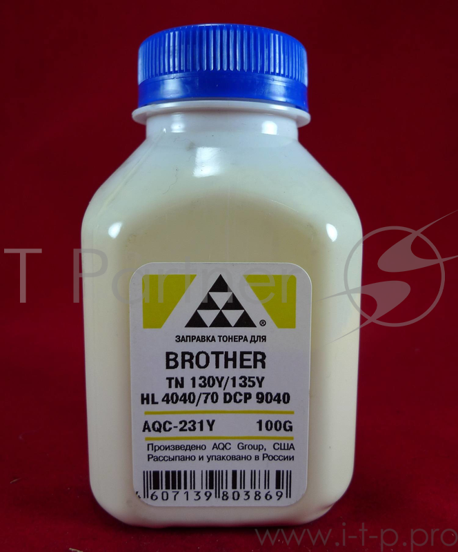 Тонер Brother TN 130Y/135Y HL 4040/50/70/DCP 9040 yellow (фл. 100г) AQC фас. Россия