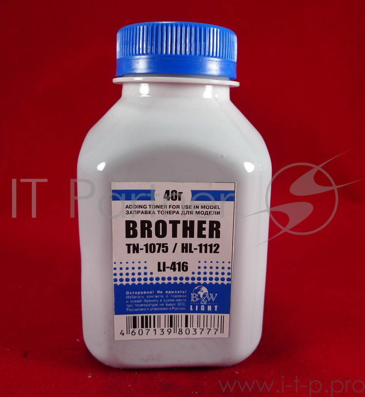 Тонер Brother TN 1075/1070/1060/1050/1040/1030/ HL-1112/1110/1111/1118 (фл,40г) B&W Light фас. Россия