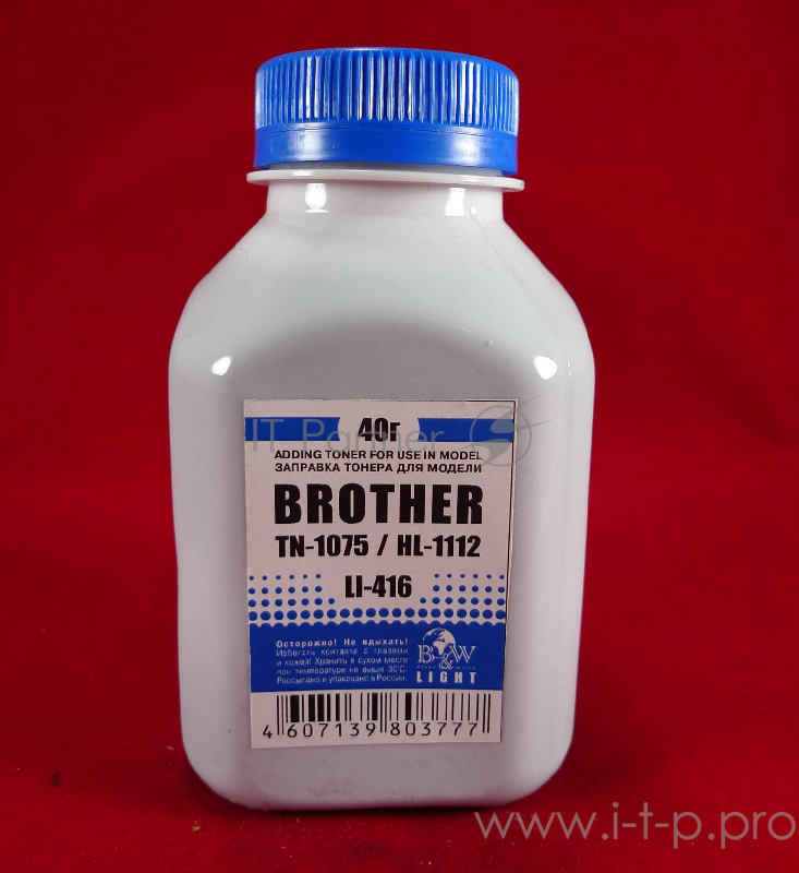 Тонер Brother TN 1075/1070/1060/1050/1040/1030/ HL-1112/1110/1111/1118 (фл,40г) B&W Light фас. Россия