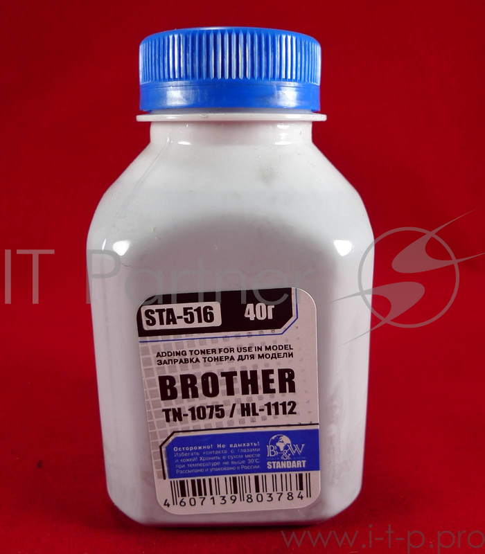 Тонер Brother TN 1075/1070/1060/1050/1040/1030/ HL-1112/1110/1111/1118 (фл,40г) B&W Standart фас. Россия