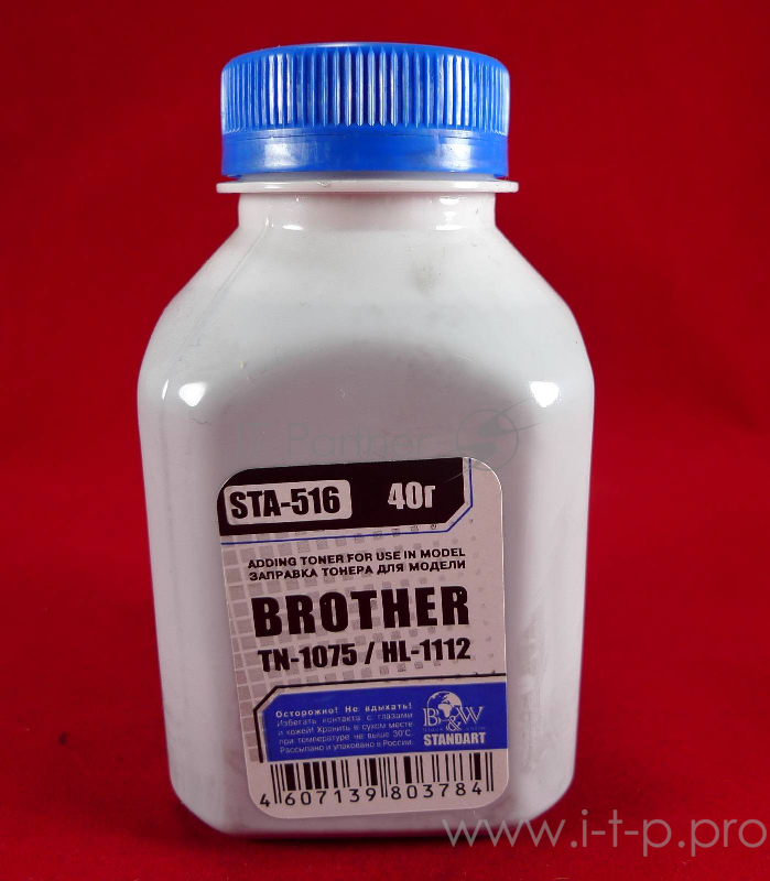 Тонер Brother TN 1075/1070/1060/1050/1040/1030/ HL-1112/1110/1111/1118 (фл,40г) B&W Standart фас. Россия