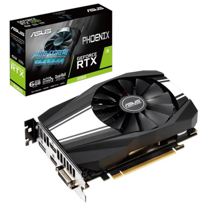 Видеокарта ASUS GeForce RTX 2060 6ГБ PH-RTX2060-6G (GeForce RTX 2060, DDR6, DVI, 2xHDMI, DP) (PCI-E)