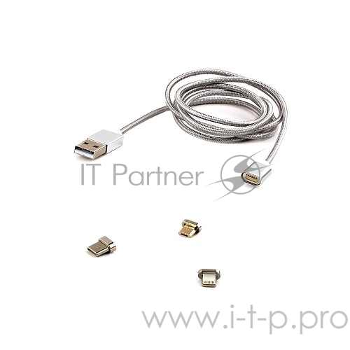 Кабель Cablexpert Кабель магнитный USB 2.0 CC-USB2-AMLM31-1M, AM/TypeC - microBM 5P - iPhone lightning, комбо кабель, 1м, алюминиевые разъемы, коробка
