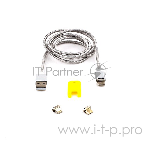 Кабель Cablexpert Кабель магнитный USB 2.0 CC-USB2-AMLM31-1M, AM/TypeC - microBM 5P - iPhone lightning, комбо кабель, 1м, алюминиевые разъемы, коробка