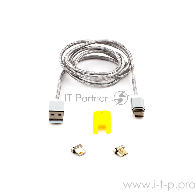 Кабель Cablexpert Кабель магнитный USB 2.0 CC-USB2-AMLM31-1M, AM/TypeC - microBM 5P - iPhone lightning, комбо кабель, 1м, алюминиевые разъемы, коробка
