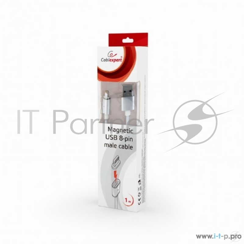 Кабель Cablexpert Кабель магнитный USB 2.0 CC-USB2-AMLMM-1M, AM/ iPhone lightning, магнитный кабель, 1м, алюминиевые разъемы, коробка