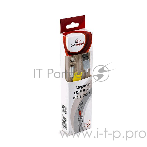 Кабель Cablexpert Кабель магнитный USB 2.0 CC-USB2-AMLMM-1M, AM/ iPhone lightning, магнитный кабель, 1м, алюминиевые разъемы, коробка