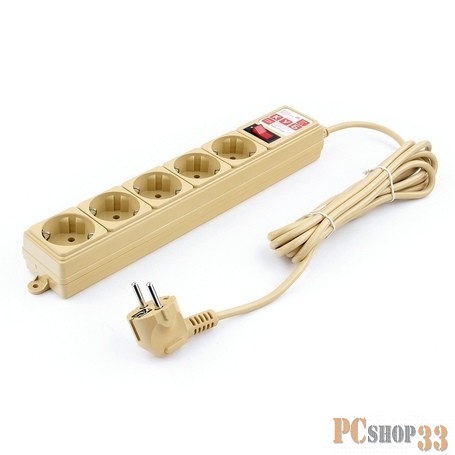 Сетевые фильтры PowerCube Фильтр-удлинитель (SPG-MXTR-12) 3м, 5 розеток, 10А/2,2кВт, бежевый