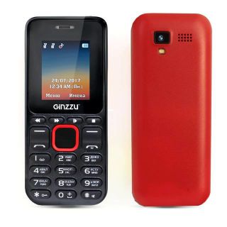 Телефон GINZZU M102D mini черный/красный 1.8, 2*SIM, 0.3Mp,Flash,MP3,FM