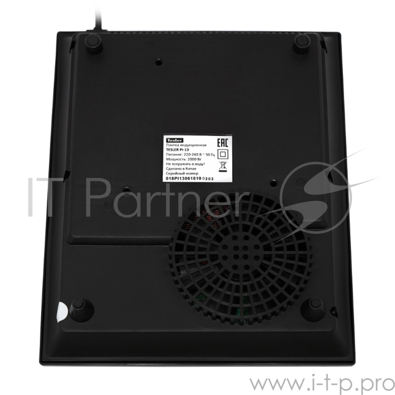Плитка индукционная TESLER PI-13, 1 комфорка, 2000Вт, стеклокерамика, черный