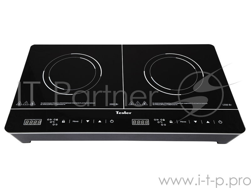 Плитка индукционная TESLER PI-23, 2 конфорки, 3500Вт, стеклокерамика, черный