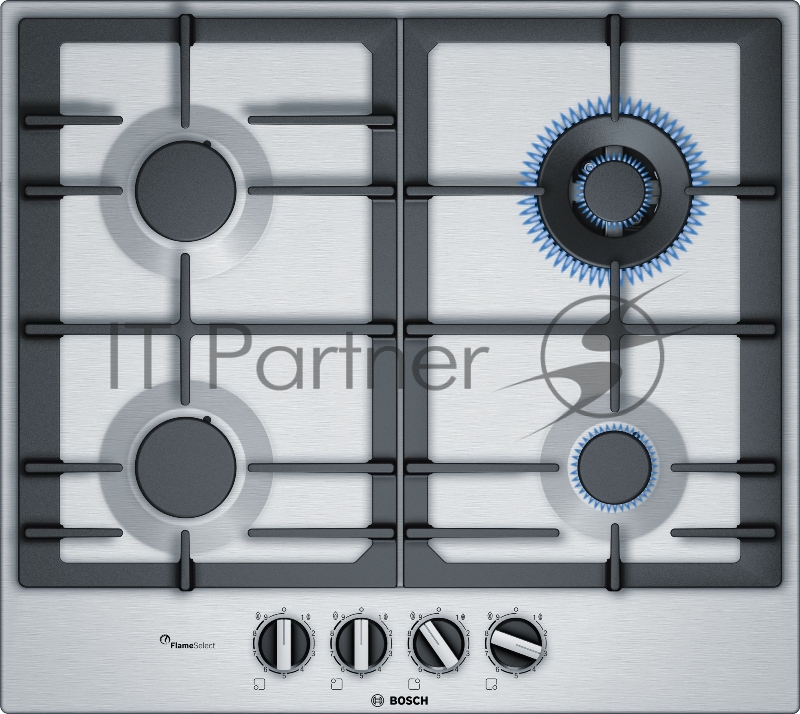 Варочная поверхность газовая Bosch PCH 6A5 B90R, нержавеющая сталь, серебро