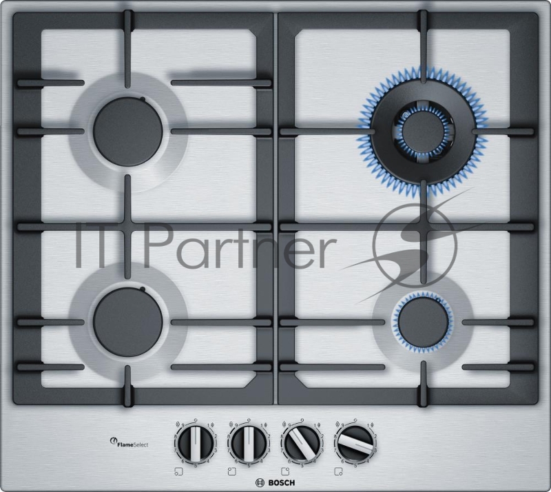 Варочная поверхность газовая Bosch PCH 6A5 B90R, нержавеющая сталь, серебро