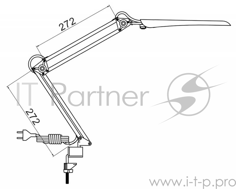 Светильник настольный Трансвит HERMES/BL на струбцине светодиодный черный 8Вт
