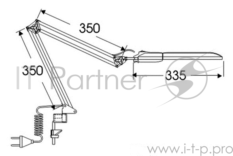 Светильник настольный Трансвит Delta1/Bl на струбцине G23 люминесцентный черный 11Вт