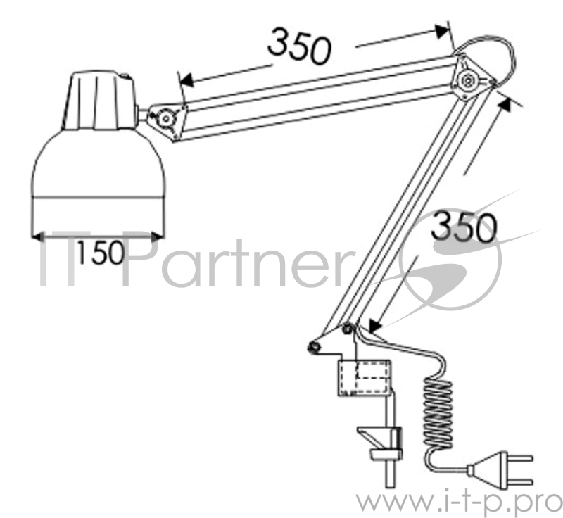 Светильник настольный Трансвит Beta/Wh на струбцине E27 лампа накаливания белый 60Вт
