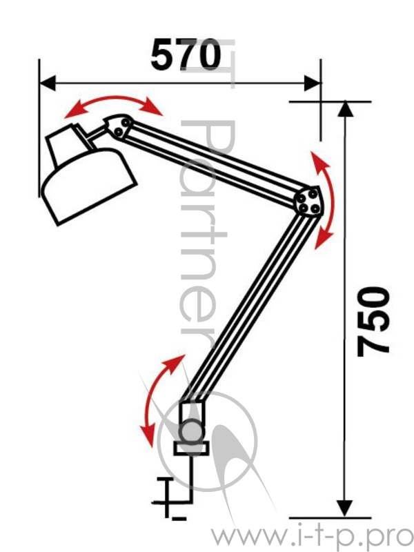 Светильник настольный Трансвит Beta/Gr на струбцине E27 лампа накаливания серый 60Вт