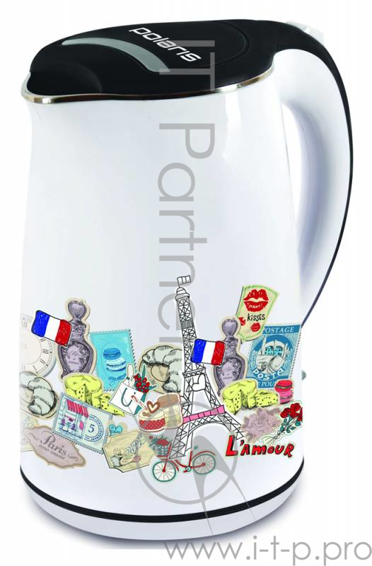 Чайник электрический Polaris PWK1742CWr 1.7л. 2200Вт белый/рисунок (корпус: нержавеющая сталь)