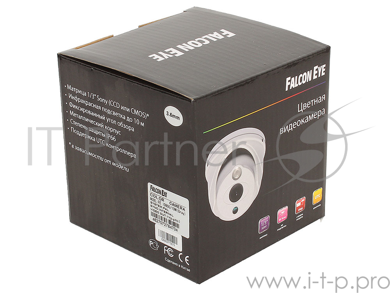 Камера Falcon Eye FE ID80C/10M Уличная цв. 1/3 HDIS , день/ночь, фокус 3,6, разрешение 800твл. ИК-1