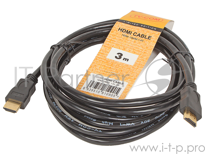 Кабель цифровой TV-COM HDMI19M to HDMI19M, V1.4+3D, 3m (CG150S-3M)