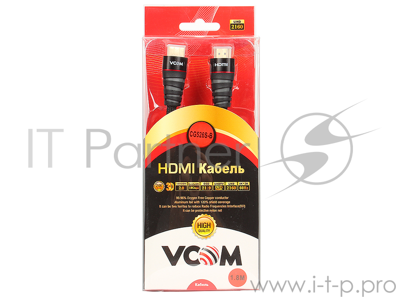 Кабель VCOM HDMI 19M/M ver 2.0 ,1.8m (CG526S-1.8MB) Blister