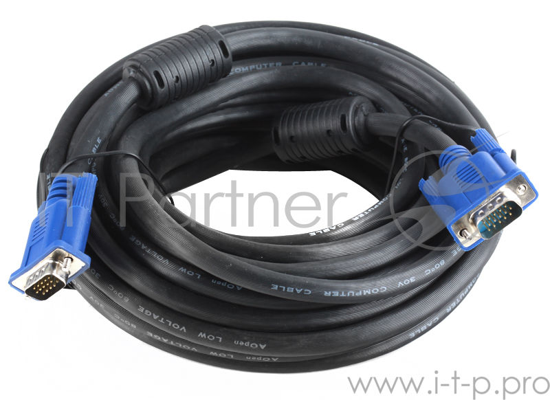 Кабель монитор-SVGA card (15M-15M) 10м 2 фильтра Aopen/Qust (ACG341AD-10M)