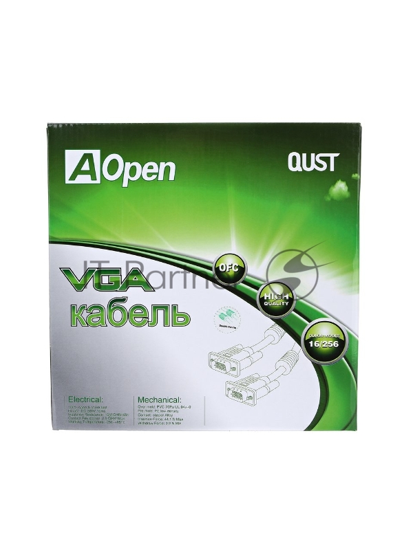 Кабель монитор-SVGA card (15M-15M) 15м 2 фильтра Aopen/Qust (ACG341AD-15M)