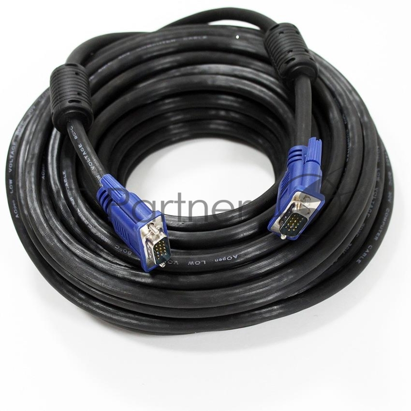 Кабель монитор-SVGA card (15M-15M) 15м 2 фильтра Aopen/Qust (ACG341AD-15M)