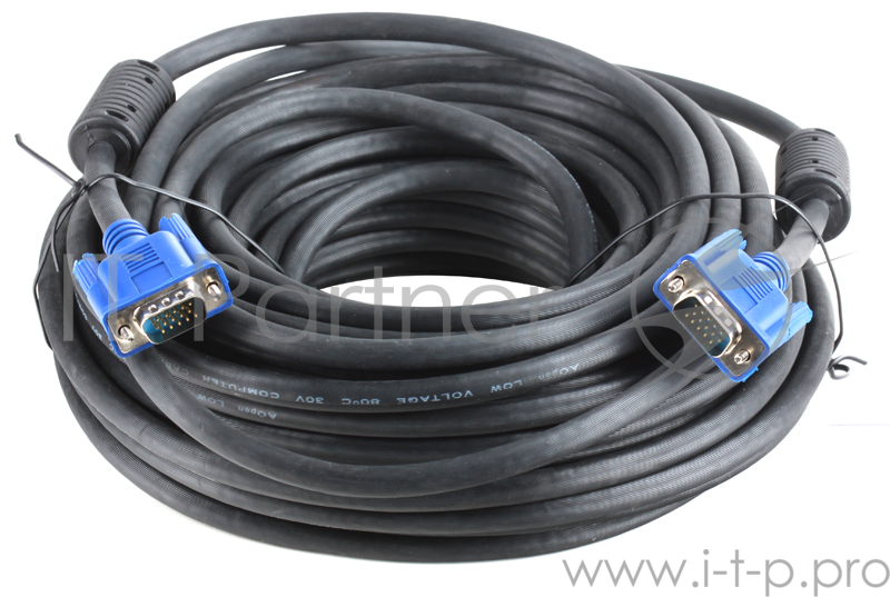 Кабель монитор-SVGA card (15M-15M) 20м 2 фильтра Aopen/Qust (ACG341AD-20M)