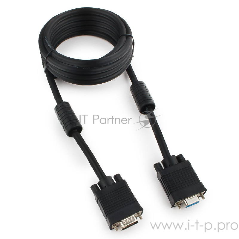 Кабель удлинитель VGA Premium Cablexpert CC-PPVGAX-10-B, 3.0м, 15M/15F, тройной экран, феррит.кольца