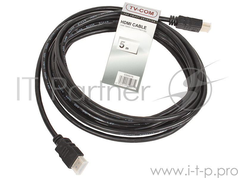 Кабель цифровой HDMI19M to HDMI19M, V1.4+3D, 5m, TV-COM
