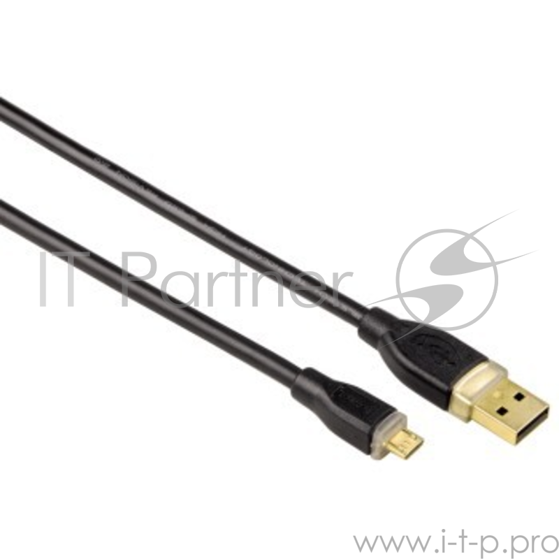 Кабель Hama H-78490 USB 2.0 A-micro B (m-m) 0.75 м позолоченные контакты 3зв черный