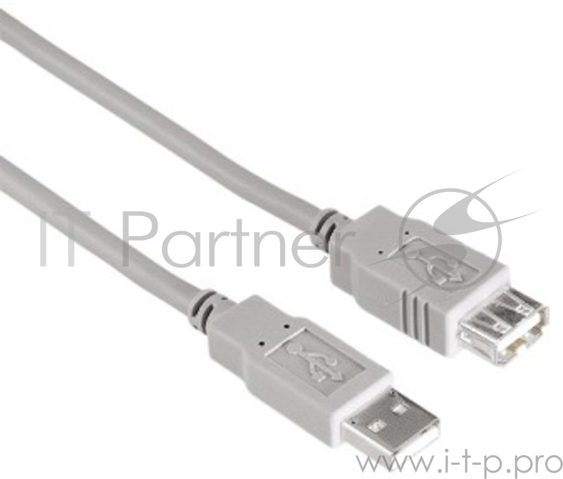 Кабель Hama H-30619 USB 2.0 A-A (m-f) удлинительный 1.8 м серый