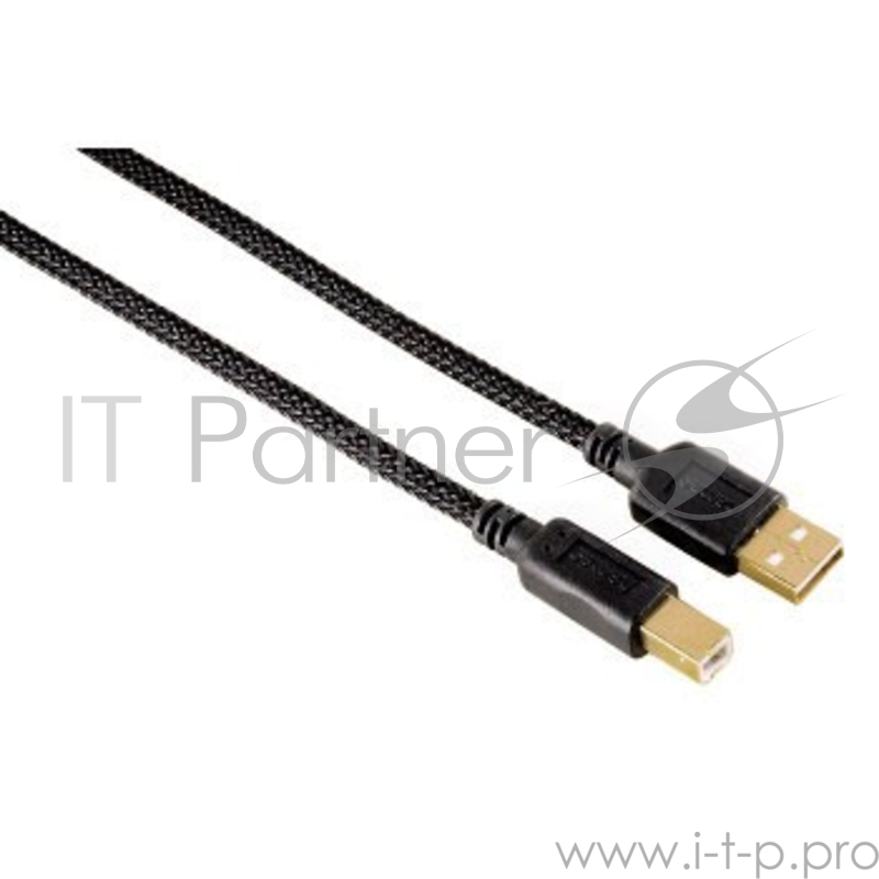 Кабель Hama H-20180 USB 2.0 A-В (m-m) 1.5 м позолоченные контакты двойное экранирование черный