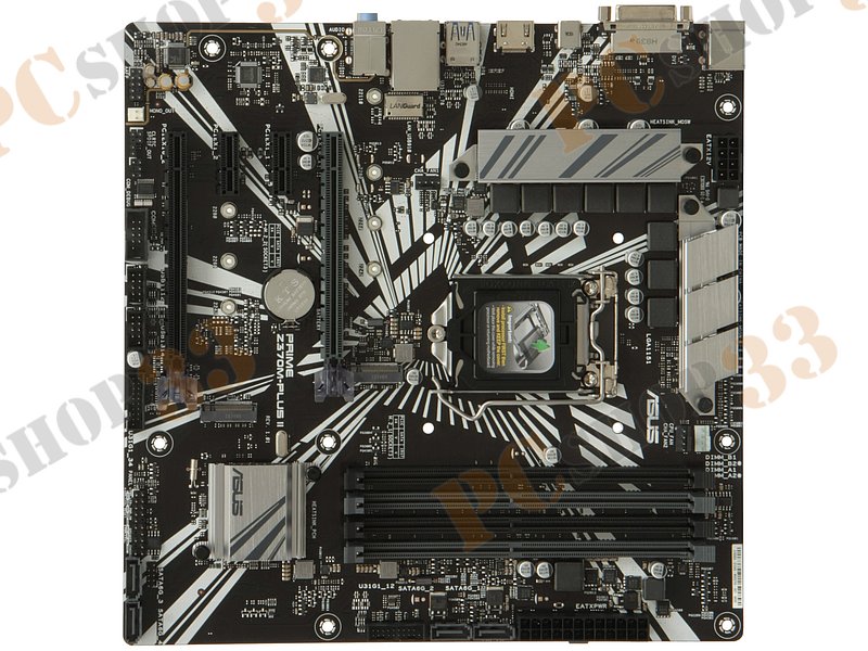 Мат. плата Socket1151 ASUS PRIME Z370M-PLUS II (iZ370, 4xDDR4, M.2, SATA III, 2xPCI-E, DVI, HDMI, 1Гбит LAN, USB3.1, mATX)