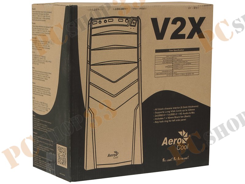 Корпус Miditower Aerocool V2X Blue, ATX, черно-синий (без БП)